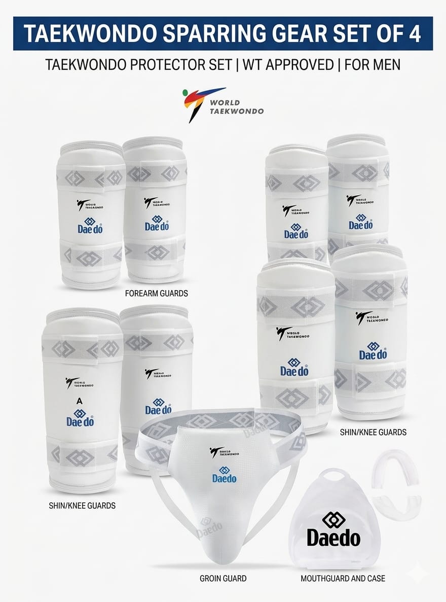 TAEKWONDO SPARRING GEAR SET OF 4 TAEKWONDO PROTECTOR SET WT APPROVED FOR MEN