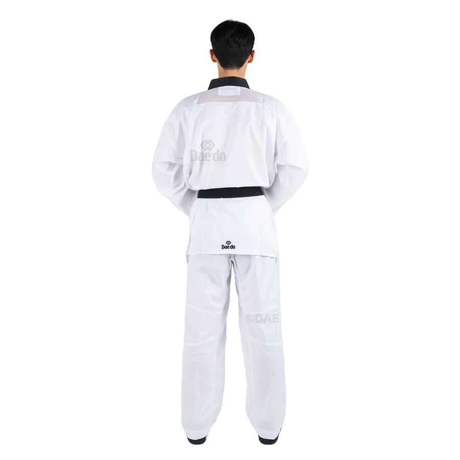 Daedo Ultra 2.0 Taekwondo Uniform - Black Neck, WT Recognized, Lightweight Polyester with Ventilation